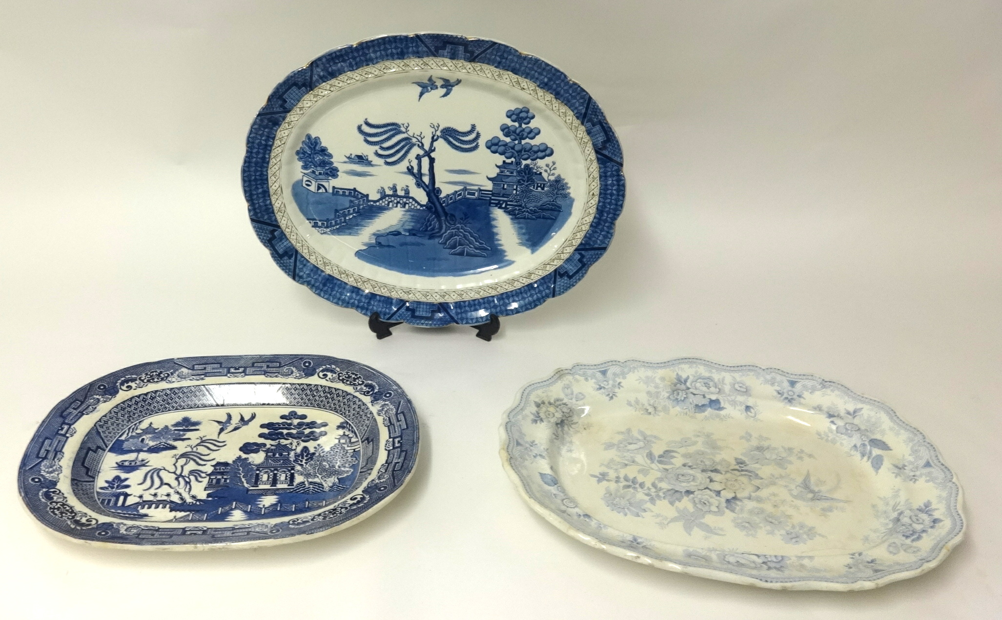A Victorian 'Asiatic Pheasant' meat platter, other meat platters, sundry vases, bone china flower - Image 2 of 2