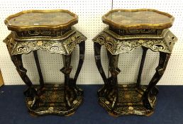 A pair of large reproduction Chinese ornate lacquered Jardinières, approx height 93cm.