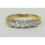 A 18ct diamond set 5 stone ring, finger size L.