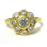 18ct diamond cluster ring, finger size N