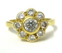 18ct diamond cluster ring, finger size N