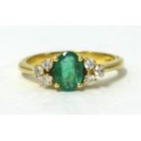 18ct emerald and diamond set ring, finger size N