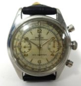 Rolex, a rare 1940's/1950's gents stainless steel chronograph wristwatch, case no 497391, the dial