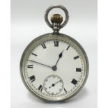 A Silver open face and keyless pocket watch, with sub second dial.