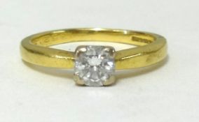 A 18ct gold diamond set solitaire ring, approx 0.41cts, with IGI certificate, finger size L.