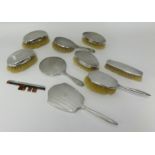 Various silver back dressing tableware's, brushes, mirrors, clothes brushes etc (9 pieces).