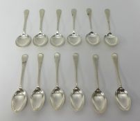 A set of George V silver flatware by James Dickson, comprising six soup spoons, six dessert
