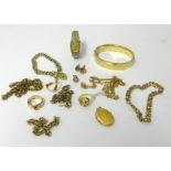 A collection of various gold jewellery approx 126gms (excluding a 9ct gold Tissot wristwatch)