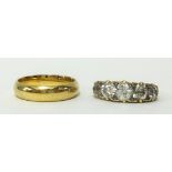 An antique 18ct gold diamond set five stone ring, weighing approx 2.50cts of graduated old cut