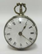 Samuel Manninton, London, a Georgian silver cased pocket watch, the movement signed and numbered