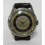 Movado, a small dial stainless steel vintage wristwatch 'Non- Magnetic' with leather strap.