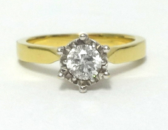 An 18ct diamond solitaire ring, the round cut diamond approx 0.50cts, finger size P.