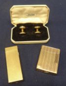 A Dunhill lighter, Dupont Paris, also a pair of Stratton gents gilt cufflinks (3)