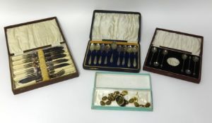 A mixed lot of part plated cutlery set, general jewellery, watches and cutlery etc.