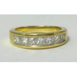 18ct diamond princess cut half band eternity ring, finger size L 1/2