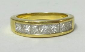 18ct diamond princess cut half band eternity ring, finger size L 1/2