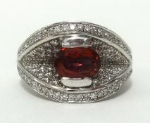 A 14ct pink tourmaline and diamond set fancy ring, finger size N1/2.