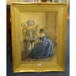 Cath B Gulley RWA (fl. 1908-1928), signed watercolour in original gilt and swept frame 'Lady