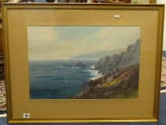 G.Trevorn?, Cornish signed watercolour coastal scene, 36cm x 54cm.