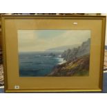 G.Trevorn?, Cornish signed watercolour coastal scene, 36cm x 54cm.