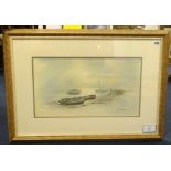 Douglas Treashre, Signed Limited Edition Print, 'Still Moorings, 30cm x 54cm.