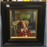 Robert Lenkiewicz (1941-2002), oil, 'Study Boy with Striped Jersey in Farmhouse Chair', Possibly