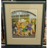 Beryl Cook, print 'Hen Party, The Dolphin Hotel' signed 50cm x 40cm.