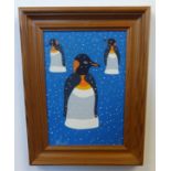Brian Pollard, signed acrylic on board, 'Penguin 2 May 1992', 25cm x 17cm, This painting is being