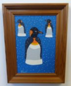 Brian Pollard, signed acrylic on board, 'Penguin 2 May 1992', 25cm x 17cm, This painting is being