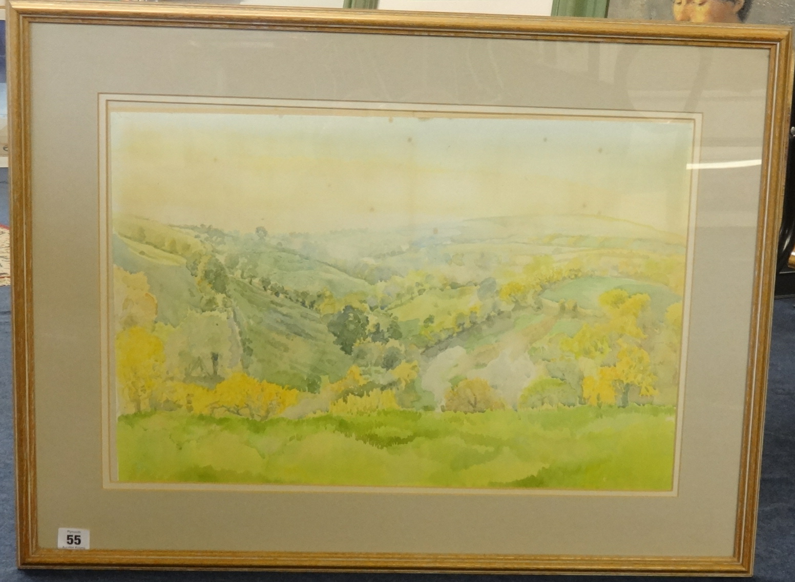 Mary Martin (born 1951) signed watercolour, 'Cornish Landscape View', 37cm x 55cm.