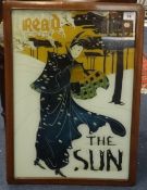 Japanese style 'I read the Sun' advertising picture 53cm x 36cm.