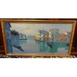Jacopo Grimani, (Italian 20th century) signed oil on canvas 'Venice Canal', 61cm x 123cm.