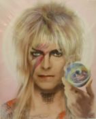 J.J.Adams, signed limited edition print, David Bowie, mounted, unframed, number 85/195.