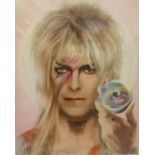 J.J.Adams, signed limited edition print, David Bowie, mounted, unframed, number 85/195.