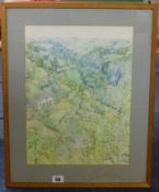 Mary Martin (born 1951), signed watercolour 'View across the Valley', 38cm x 27cm.
