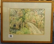 Mary Martin (born 1951) signed watercolour, 1975, 'Tapper Bridge' near Callington, 18cm x 24cm.