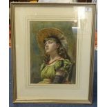 James Shaw Crompton R.I. (1853 - 1916) 'Young Girl 1886/7', watercolour, signed and dated, 32cm x