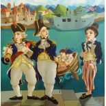 Lee Woods (born 1961), signed acrylic n box canvas 'Naval Scene', 61cm x 60cm, Provenance;