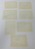 Seven Manchester United 1950's autographs, including five 'Busby Babes' who were Victims of The 1958