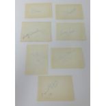 Seven Manchester United 1950's autographs, including five 'Busby Babes' who were Victims of The 1958