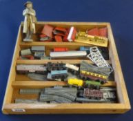 Lone Star, a collection of various diecast N gauge model railway, and lead figure, height 14cm,