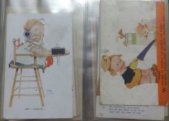 Collection of postcards including 'Mabel Lucie Attwell', album.