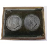 An interesting collection of ten historic metal medallions in recess trays including Napoléon