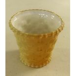 Worcester, small basket work beaker, blush ivory, model G357, height 8cm.