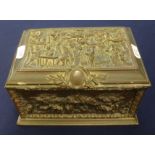 19th century metal jewellery box, richly decorated relief, by AB Paris and retailed by Asser and