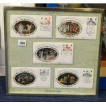 A collection of 1985 first day covers in eight frames, published by Odhams Group.