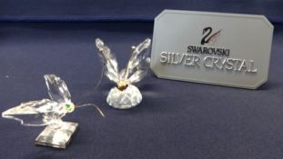 Swarovski Crystal Glass, two Dragon Fly's, small and medium.