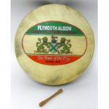 Of Plymouth Albion interest, a hand painted drum to be sold in support of Plymouth Albion Supporters