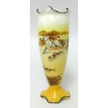 A Royal Doulton porcelain vase decorated in a hunt scene, height 20cm.