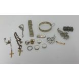 Assortment of various costume and other jewellery, including silver brooch, 18ct gold ring, 9ct gold